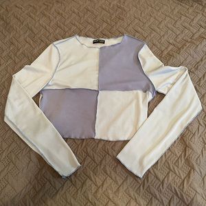 Contrast stitch colorblock crop tee